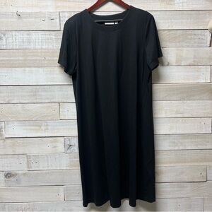 Susan Graver Dress Womens Plus Size 1X Black Short Sleeve Casual Resort USA‎